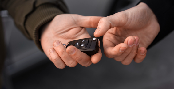 Car key fob handed to customer